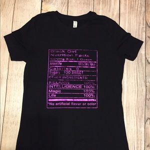 Black Girl Facts T-shirt. Purple foil lettering